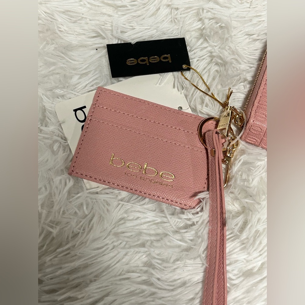 Bebe Pink Zip Wallet & Wristlet Card Holder Bundle Set β NWT - Picture 4 of 7